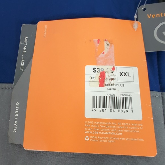 Champion Jacket Mens XXL Blue Blue Pocket Full-Zip Softshell Water Resistant NWD - Picture 3 of 10